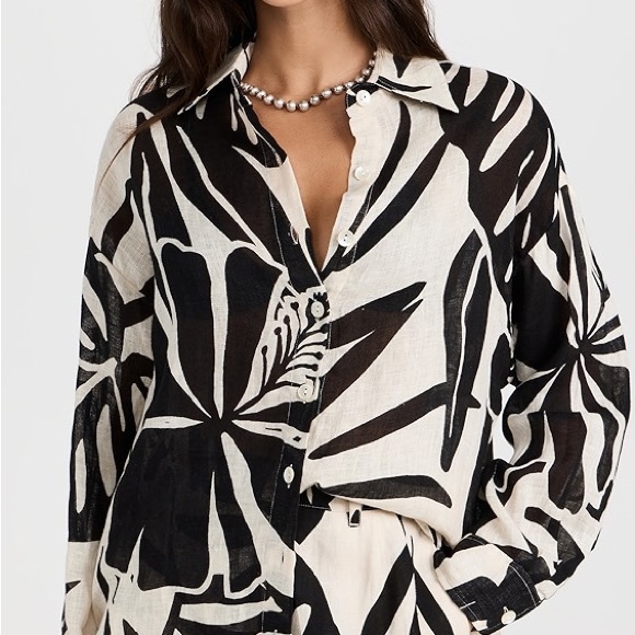 Vitamin A Tops - Vitamin A Black and White Graphic Button Down Shirt